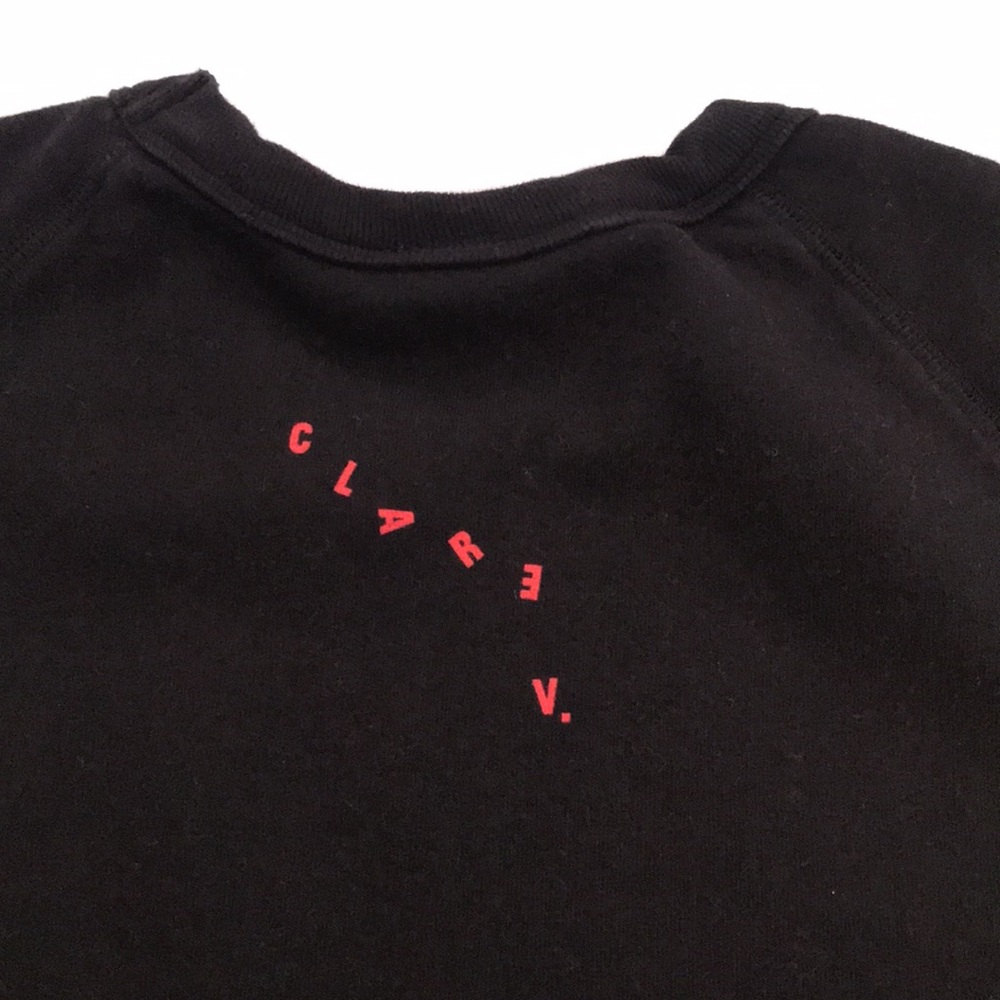 Clare V Black Sweatshirt with Pink Lip Graphic - Picture 4 of 4